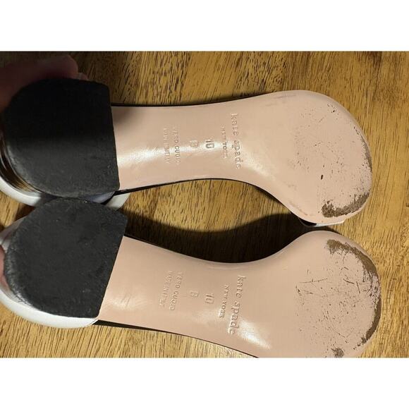 KATE SPADE Size 10 Strappy Open Toe Block Heel White and Black Quiet Luxury - Picture 11 of 14